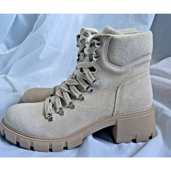 Steve Madden Hint Sand Tan Suede Hiking Combat Moto Boots Size 11M - Picture 2 of 14